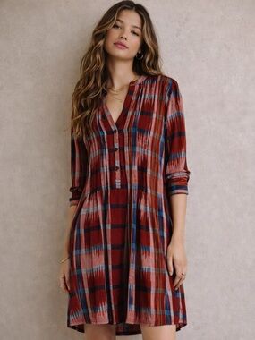 NWT Anthropologie 11.1 Tylho São Paulo Plaid Shirt Dress XS L